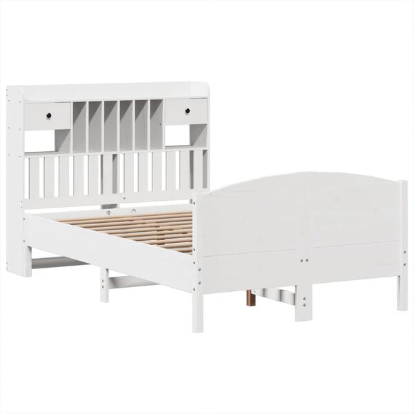 vidaXL Letto Libreria senza Materasso Bianco 135x190 cm Legno di Pino