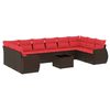 vidaXL Set Divani da Giardino 11 pz con Cuscini Marrone in Polyrattan