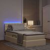 vidaXL Letto con contenitore e LED con led Crema 90 x 190 cm Tessuto