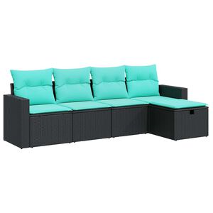 vidaXL Set Divani da Giardino 5 pz con Cuscini in Polyrattan Nero