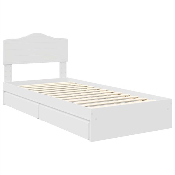 vidaXL Letto con Contenitore Bianco 75 x 190 cm Legno multistrato