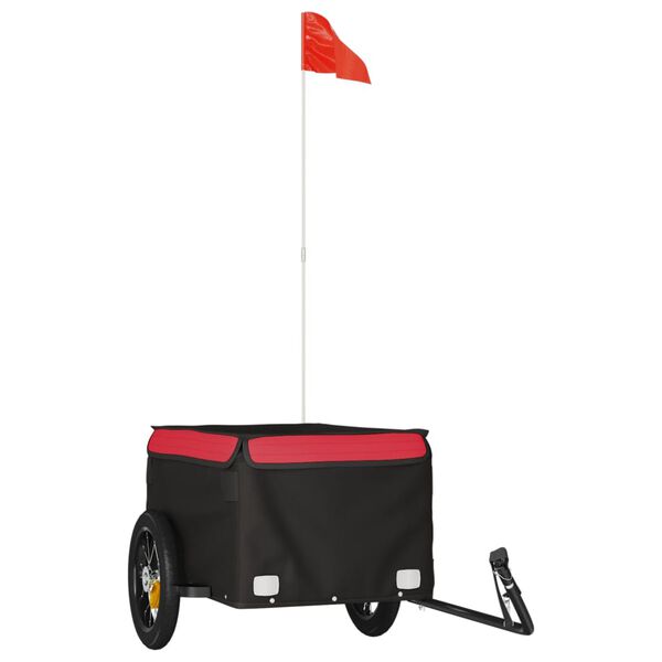 vidaXL Rimorchio da Bici Nero e Rosso 30 kg in Ferro