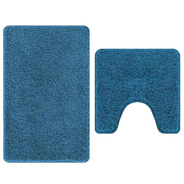 vidaXL Set di tappetini antiscivolo per il bagno 2 pcs Blu PP