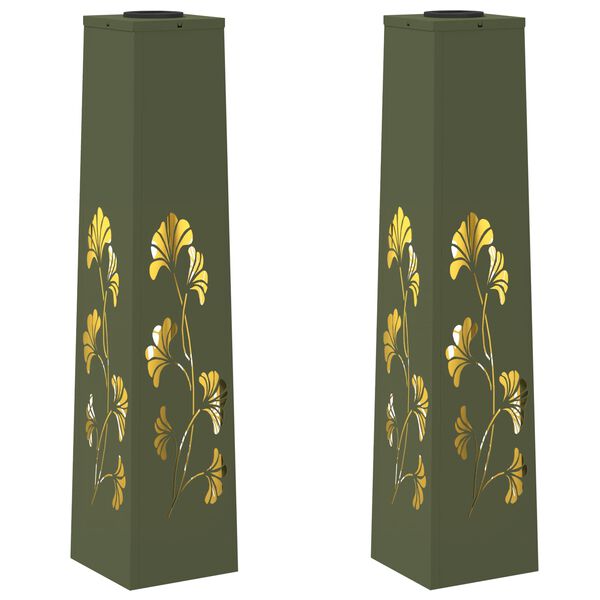 vidaXL Faro LED solare per sentieri 2 pcs Verde oliva