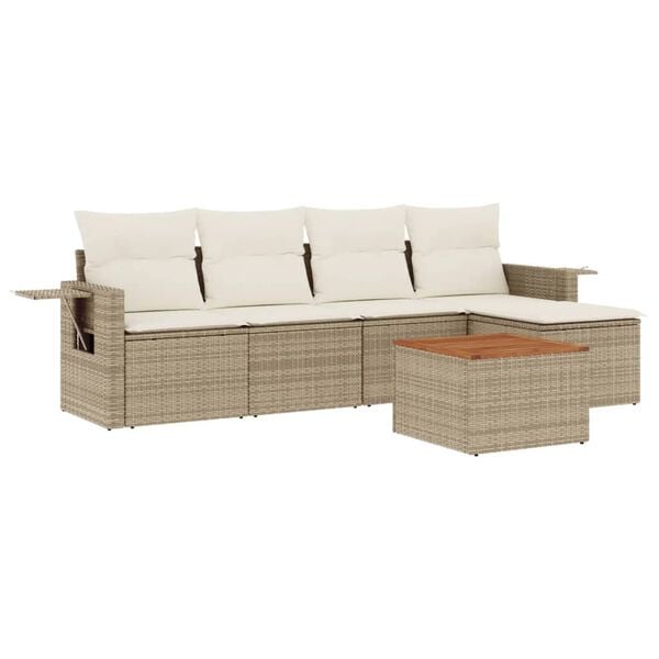 vidaXL Set Divano da Giardino 6 pz con Cuscini Beige in Polyrattan