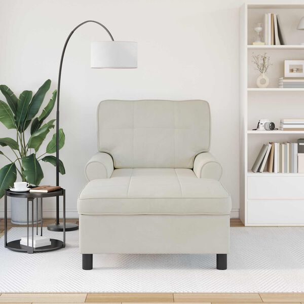 vidaXL Chaise Lounge con cuscino Crema 91 x 157 x 91 cm Velluto