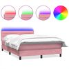 vidaXL Letto a Molle con Materasso e LED Rosa 160x210 cm in Velluto