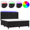 vidaXL Letto a Molle con Materasso e LED Nero 180x200 cm in Velluto