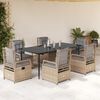 vidaXL Set da Pranzo da Giardino 7 pz con Cuscini Beige in Polyrattan