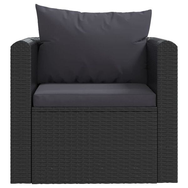 vidaXL Poltrona con Cuscini in Polyrattan Nero