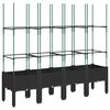 vidaXL Fioriera da Giardino con Traliccio Nera 160x40x142,5 cm in PP