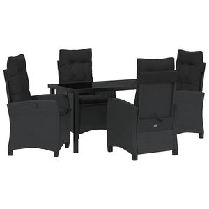 vidaXL Set da Pranzo per Giardino con cuscino 5 pcs Nero polyrattan