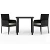 vidaXL Set da Pranzo da Giardino 3 pz con Cuscini Nero in Polyrattan