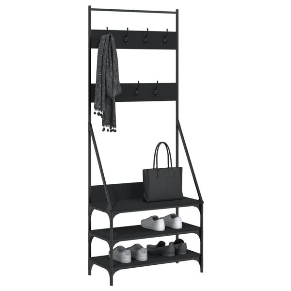 vidaXL Appendiabiti con Porta Scarpe Nero 72x34x184 cm