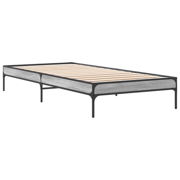vidaXL Giroletto Grigio Sonoma 90x200 cm Legno Multistrato e Metallo