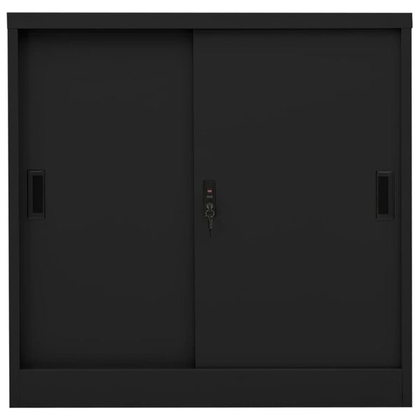 vidaXL Armadio per Ufficio Anta Scorrevole Nero 90x40x90cm Acciaio