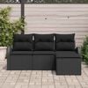 vidaXL Set di divani con cuscino 4 pcs Nero polyrattan