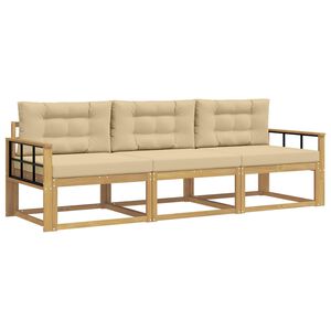 vidaXL Set di divani da esterno 3 pcs Bianco e Beige Poliestere