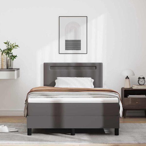 vidaXL Letto a molle con materasso Grigio 120 x 200 cm Pelle sintetica