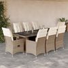 vidaXL Set da Bistr&ograve; da Giardino 9 pz con Cuscini Beige in Polyrattan