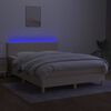 vidaXL Letto a Molle con Materasso e LED Crema 140x200 cm in Tessuto