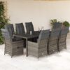 vidaXL Set da Pranzo da Giardino 9 pz con Cuscini in Polyrattan Grigio