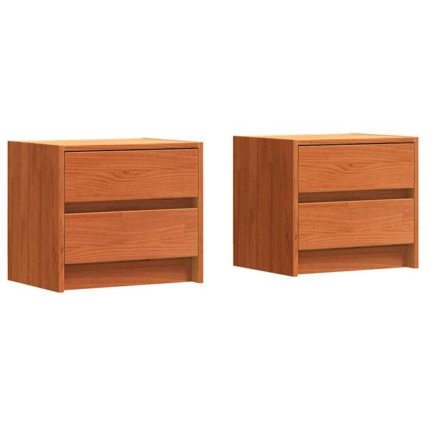 vidaXL Comodini 2 pcs Marrone cerato 40 x 30.5 x 35.5 cm Legno di pino