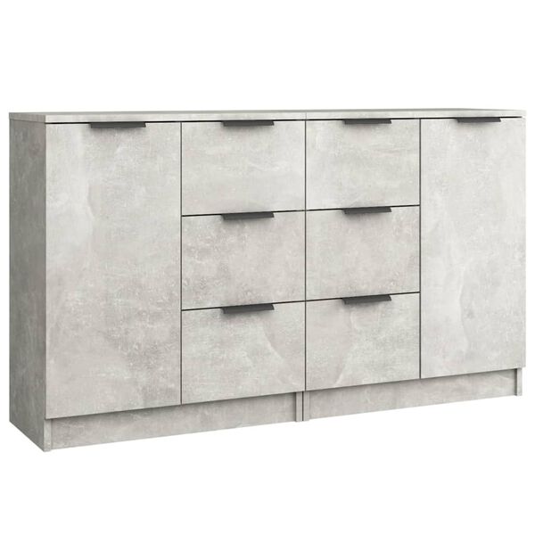 vidaXL Credenze 2 pz Grigio Cemento 60x30x70 cm in Legno Multistrato