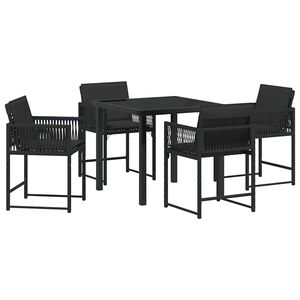 vidaXL Set da Pranzo per Giardino 5 pcs Nero polyrattan