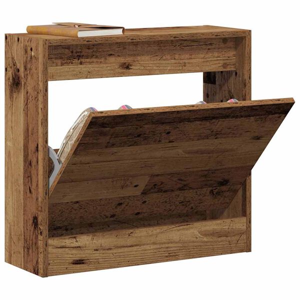 vidaXL Mobile per scarpe con lo scaffale Legno vecchio 60 x 21 x 57 cm