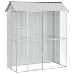 vidaXL Gabbia per uccelli Grigio 215 x 110 x 247 cm Acciaio zincato