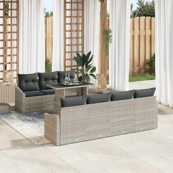 vidaXL Set Divano da Giardino 8 pcs Grigio chiaro polyrattan