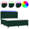 vidaXL Letto a Molle con Materasso e LED Verde Scuro 160x200cm Velluto
