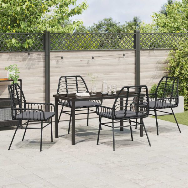 vidaXL Set da Pranzo per Giardino 5 pcs Nero polyrattan