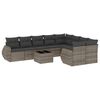 vidaXL Set Divano da Giardino 10 pz con Cuscini Grigio in Polyrattan