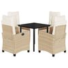 vidaXL Set da Pranzo da Giardino 5 pz con Cuscini Beige in Polyrattan