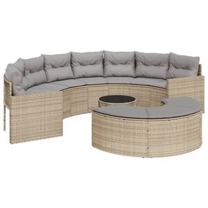 vidaXL Set Divani da Giardino Semicircolare 3 pz in Polyrattan Beige