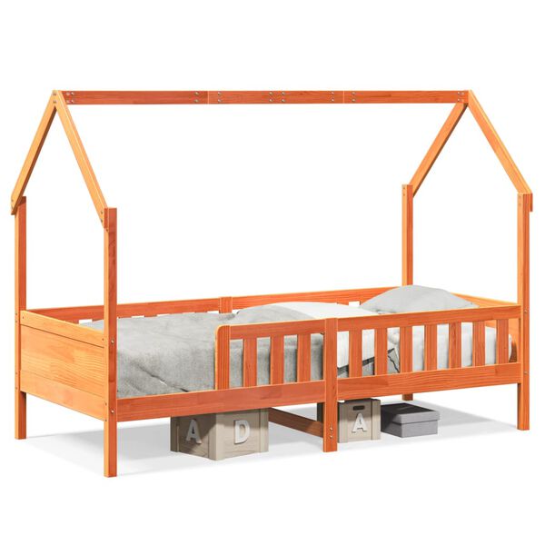 vidaXL Giroletto Casetta Bambini Marrone Cera 90x190 cm Massello Pino