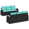 vidaXL Set Divano da Giardino 7 pz 6-Numero di posti Nero e Turchese