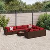 vidaXL Set Divani da Giardino 11 pz con Cuscini Polyrattan Marrone