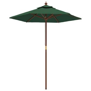vidaXL Ombrellone da Giardino con Palo in Legno Verde 196x231 cm
