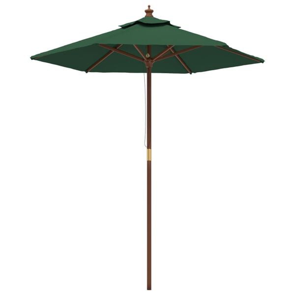 vidaXL Ombrellone da Giardino con Palo in Legno Verde 196x231 cm