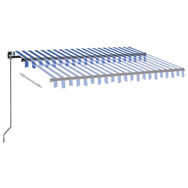 vidaXL Tenda da Sole Retrattile Manuale con LED 350x250cm Blu e Bianca