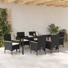 vidaXL Set da Pranzo per Giardino con cuscino 7 pcs Nero polyrattan