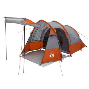 vidaXL Tenda a tunnel Grigio e arancione 390 x 215 x 152 cm