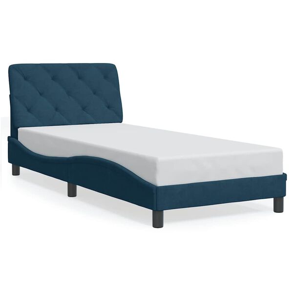 vidaXL Letto con Materasso Blu 90x190 cm in Velluto