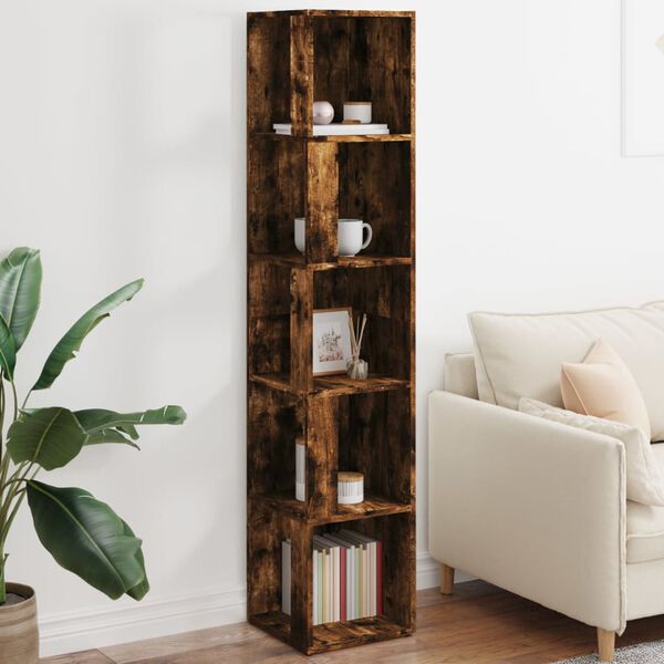 vidaXL Scaffale Angolare Rovere Fumo 33x33x164,5 cm Legno Multistrato