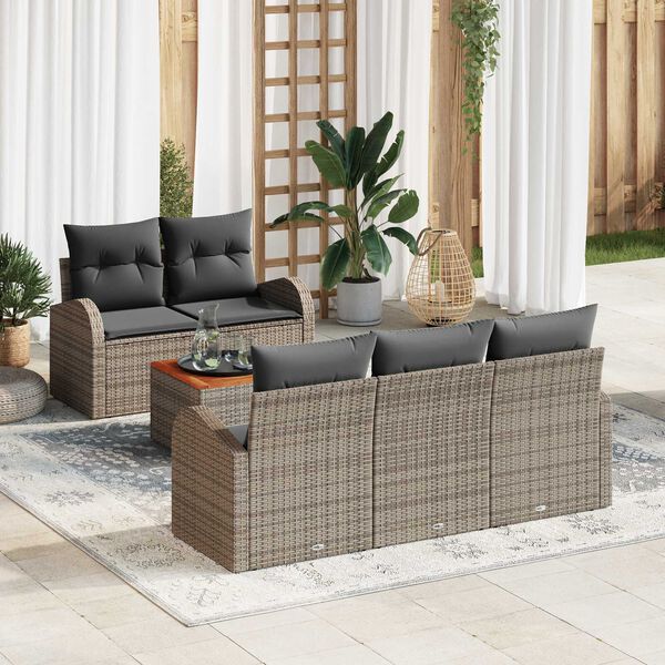 vidaXL Set Divano da Giardino 6 pcs Grigio polyrattan