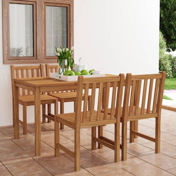vidaXL Set da pranzo da giardino 5 pz 140x80 cm in legno massello di teak