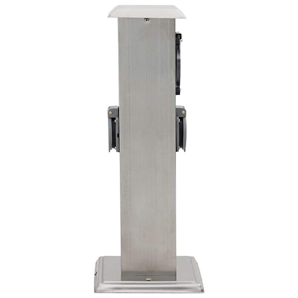 vidaXL Presa Elettrica da Giardino a Pilastro Acciaio Inox con Timer